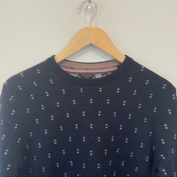TED Baker Patterned Navy Sweater - Picture 2 of 6